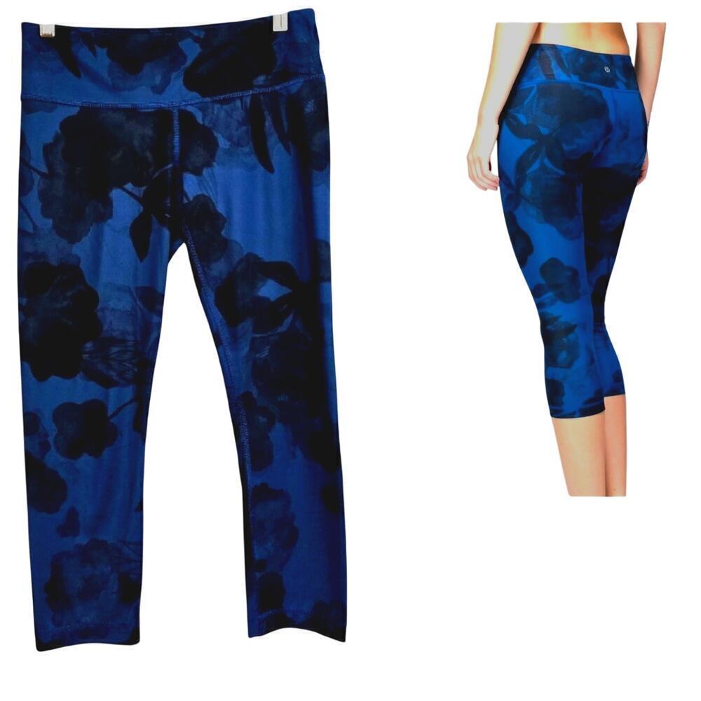 Lululemon Wunder Under Crop II Sz 6 Luxtreme Jumbo Inky Floral Black Inkwell